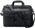 Full Grain Leather Briefcase For Men 17 Inch Laptop Case Business Travel Office Messenger Shoulder Bag