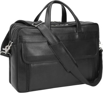 Leather Briefcase for Men 17 Inch Laptop Messenger Bag Office Work Business Shoulder Bag Attache Case