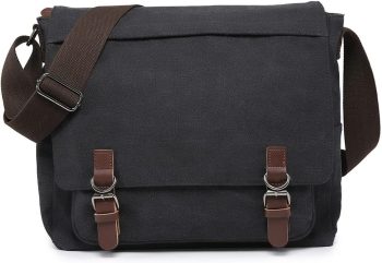 Large Vintage Canvas Messenger Shoulder Bag Travel Crossbody Purse Briefcase Business Bag for 15inch Laptop