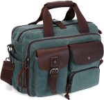 Laptop Bag Briefcase 17.3 Inch Messenger Bag for Men Waxed Canvas Office Carrying Shoulder Bag for Work Business