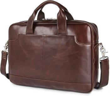 Leather Laptop Briefcase for Men,Waterproof Travel Messenger Duffle Bags 15.6 Inch Laptop Bag