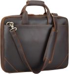Leather Slim Briefcase for Men 15.6" Laptop Crossbody Messenger Bag Business Work Lawyer Attache Case