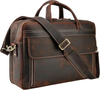 Leather Briefcase for Men 17" Laptop Computer Case Business Travel Work Messenger Cross Body Shoulder Bag