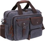 Laptop Bag Briefcase 17.3 Inch Messenger Bag for Men Waxed Canvas Office Carrying Shoulder Bag for Work Business