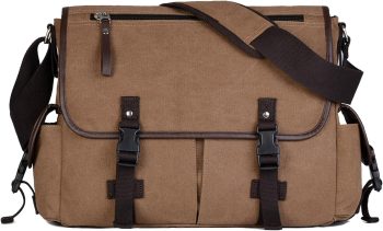 Vintage Canvas 15.6 inch Laptop Messenger Bag for Men Women, College Computer Satchel Shoulder Bag Travel Office Briefcases