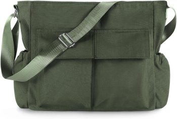 Canvas Messenger Bag Crossbody Shoulder Bag for Men Women Vintage Tote Laptop Bag Large Hobo Bag with Multiple Pockets