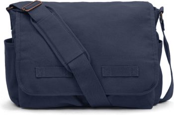 Classic Vintage Messenger Bag - Original Heavyweight Cotton Canvas Shoulder Bag with Upgraded Features
