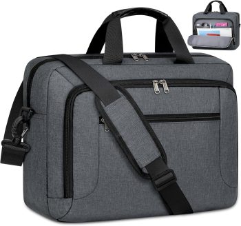 Laptop Bag 17.3 Inch Laptop Briefcase Large Waterproof Laptop Case for Men Women Business Office Work Computer Bag 17 Inch Adjustable Shoulder Messenger Bag, Grey