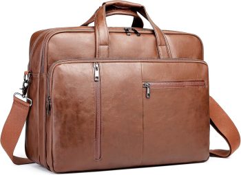 Men's Leather Messenger Laptop Bag, Faux Leather Handbag for Adults