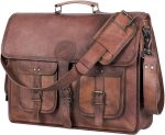 18 INCH Leather Briefcase Laptop Messenger bag best computer satchel Handmade Bags for men and women
