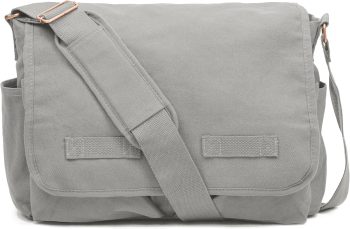Classic Vintage Messenger Bag - Original Heavyweight Cotton Canvas Shoulder Bag with Upgraded Features