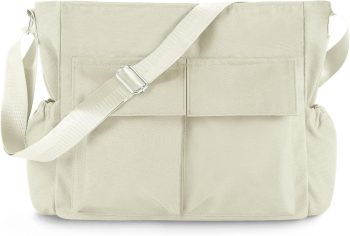 Canvas Messenger Bag Crossbody Shoulder Bag for Men Women Vintage Tote Laptop Bag Large Hobo Bag with Multiple Pockets