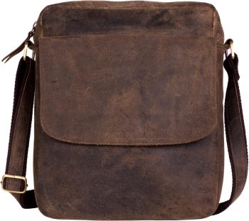 Leather crossbody bag messenger satchel tablet bag 11 inch for men and women by