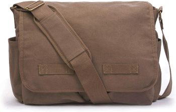 Classic Vintage Messenger Bag - Original Heavyweight Cotton Canvas Shoulder Bag with Upgraded Features