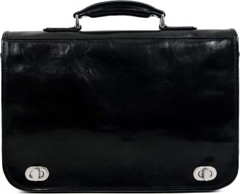 Time Resistance Leather Briefcase for Men - Italian Full Grain Leather Laptop Bag - Messenger Bag - Gift Box Included