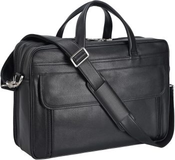 Leather Briefcase for Men 17" Laptop Computer Case Business Travel Work Messenger Cross Body Shoulder Bag