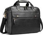 Leather Briefcase for Men 15.6 Inch Waterproof Laptop Messenger Bag Large Retro Computer Bag for Business Travel Work Perfect for Daily Use/Gift Choose(Black)