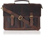 Leather Messenger Bag for Men and Women - Laptop Briefcase Bag For College, Office, Adjustable Shoulder Strap