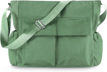 Canvas Messenger Bag Crossbody Shoulder Bag for Men Women Vintage Tote Laptop Bag Large Hobo Bag with Multiple Pockets
