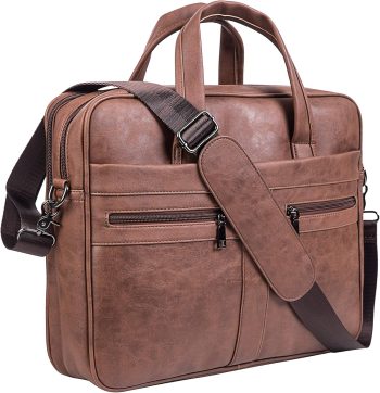Men's Business Travel Briefcase Leather Handmade Messenger Bags Laptop Bag 15.6 17.3 inch