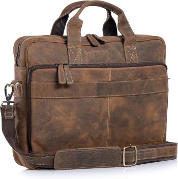 16 Inch Leather briefcases Laptop Messenger Bags for Men and Women Best Office Satchel Bag