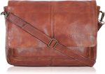Leather Messenger Bag for Men and Women - Laptop Briefcase Bag For College, Office, Adjustable Shoulder Strap