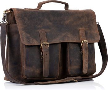 18 Inch Leather briefcase Laptop Messenger Bags for Men and Women Best Office Satchel Bag (Messenger Bag)